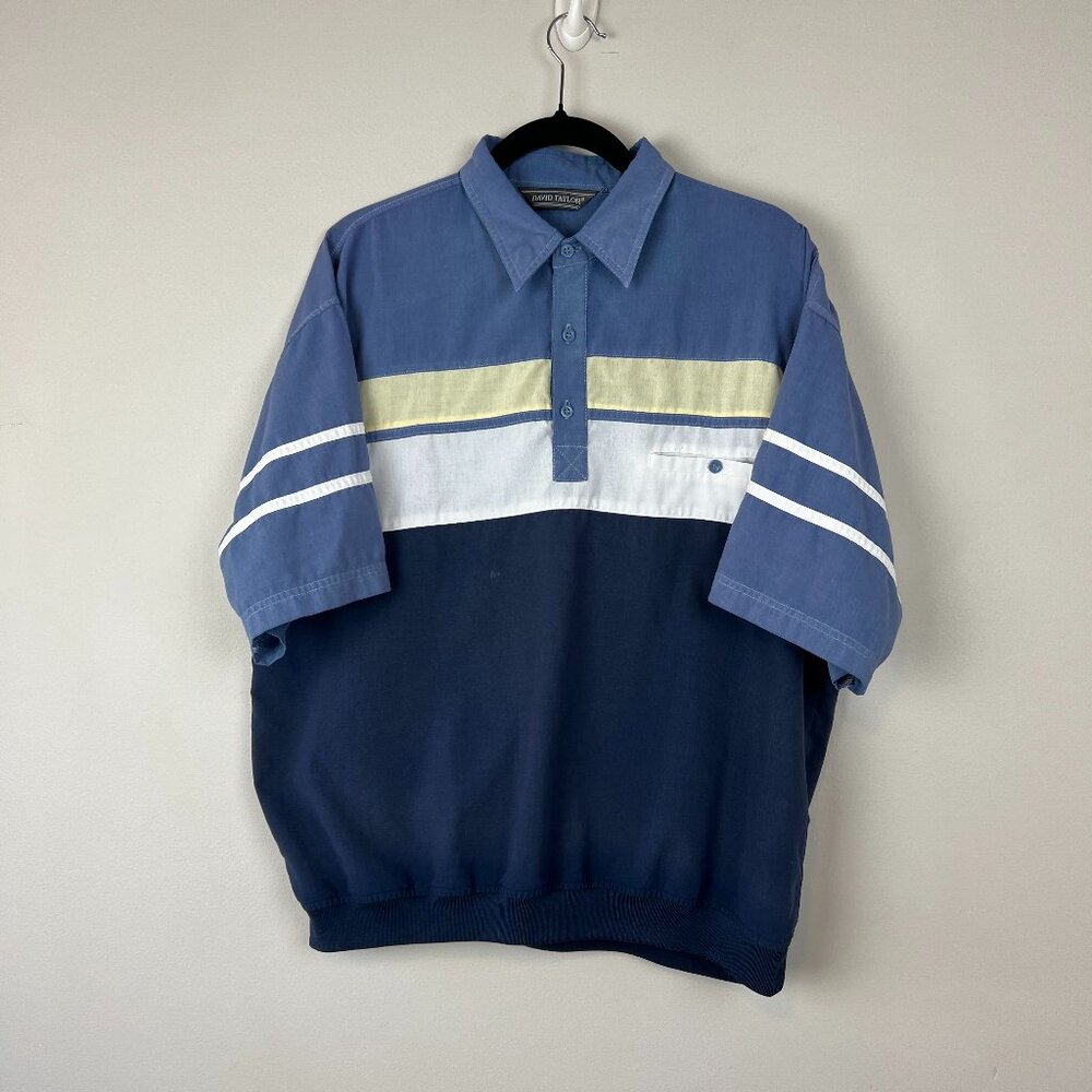 Vintage David Taylor Grandpa Polo Shirt Members Only Vibes 90's Banded Men's Lg.